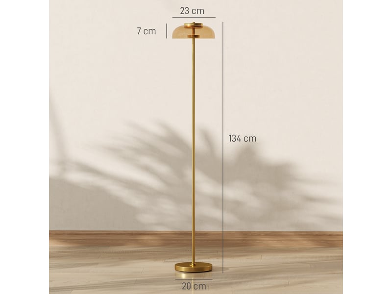  Lampadaire led pour salon, éclairage blanc chaud 3000 k, interrupteur au pied, 25 x 25 x 134 cm, laiton  - Conforama E