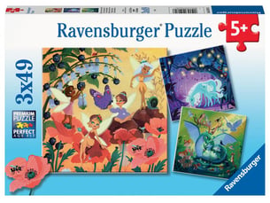 Puzzles 3x49 p - licorne, dragon et fée