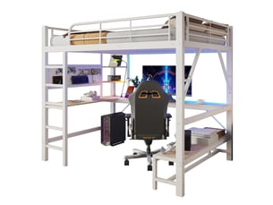 Lit mezzanine 160x200 cm <strong>MODERNLUXE</strong> <strong></strong> coloris blanc