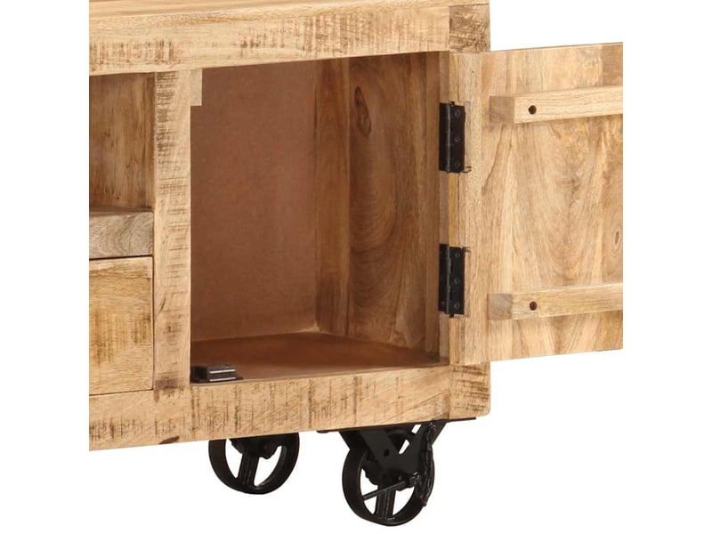  Meuble tv - banc tv - meuble de rangement bois de manguier brut 110x30x50 cm  - Conforama E
