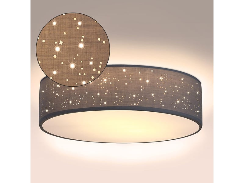  Plafonnier ciel étoilé rond ø 30cm abat-jour tissu 40 watt lampe  - Conforama E
