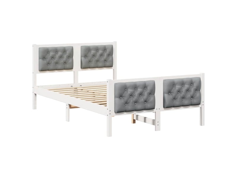  Lit double- lit adulte -  cadre de lit gris clair 135 x 190 cm pin massif  - Conforama A