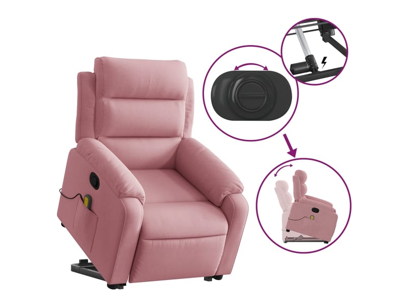  Vidaxl fauteuil de massage inclinable rose velours  - Conforama E