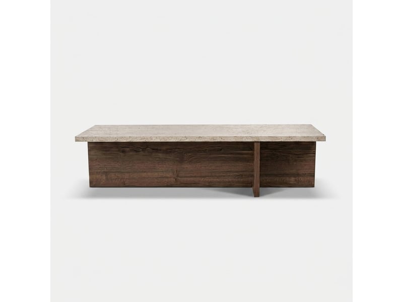 Table basse de salon moderne effet marbre et bois harbor - Conforama C