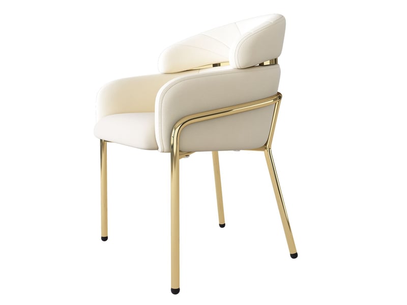 Lot de chaises 4 chaises velours beige chaise repas 4 velours coloris beige quatre pieds pieds en métal  - Conforama E