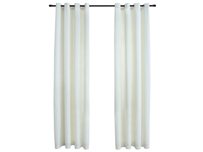  Lot de 2 rideaux occultants, rideaux black-out avec anneaux velours crème 140x225 cm cf44824  - Conforama A