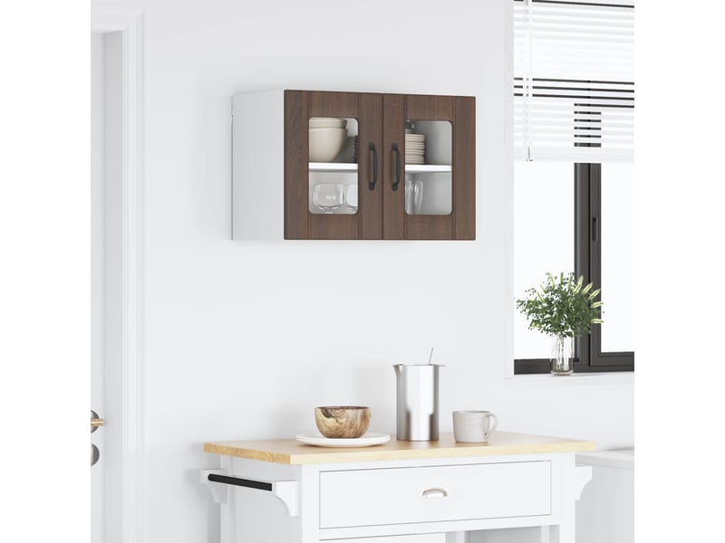 Meuble mural de cuisine, cabinet en verre mural chêne brun 60x31x40cm shl2652 - Conforama D