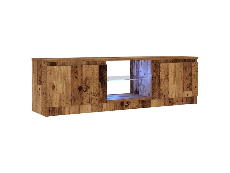  Meuble tv - banc tv - meuble de rangement avec lumières led vieux bois bois d'ingénierie  - Conforama E