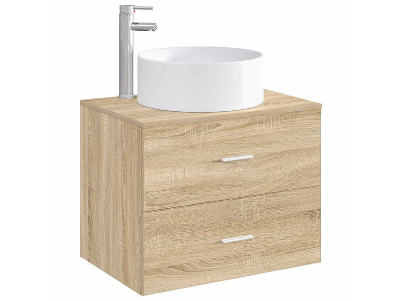 Lavabo de salle de bain avec robinet et évacuation chrome shl3453  - Conforama C