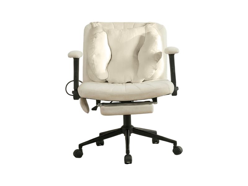  Chaise de bureau pivotante réglable avec repose-pieds - lpospi - soutien lombaire gonflable, tissu - beige  - Conforama A