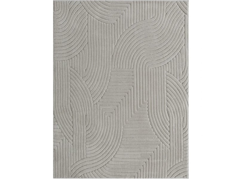  Tapis de salon gris 160 x 120 cm en polyester, motif géométrique en relief doux et antidérapant moderne  - Conforama A