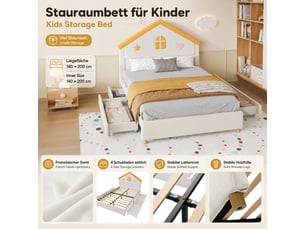 Lit cabane 140x200 cm <strong></strong>  <strong></strong> coloris beige