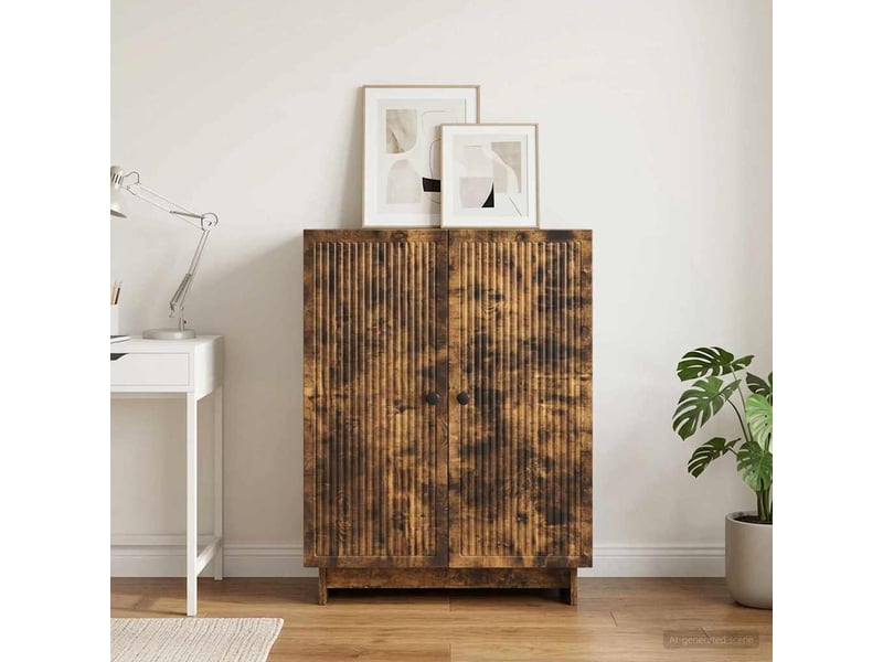  Buffet - bahut - meuble de rangement chêne fumé 66 x 34,5 x 90 cm bois d'ingénierie  - Conforama B