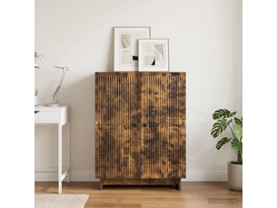Buffet - bahut - meuble de rangement chêne fumé 66 x 34,5 x 90 cm bois d'ingénierie