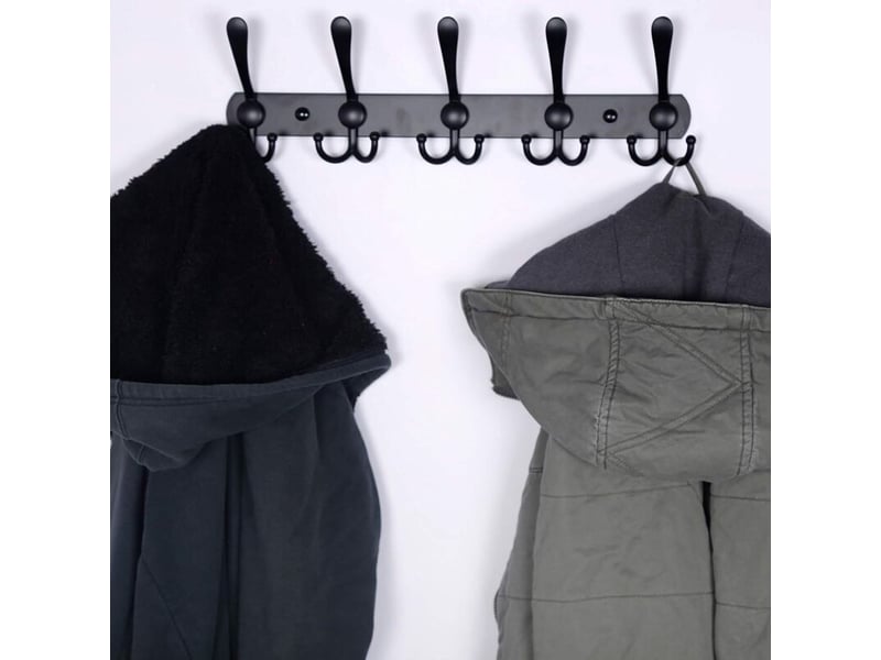 Noir, 2 pièces) porte-manteau mural - 5 crochets triples, robustes et durables, en acier inoxydable, rails à en métal pour porte-manteaux QWE000790 - Conforama D