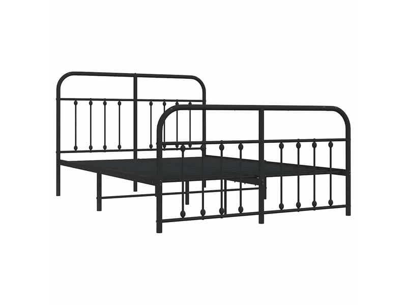  Lit double- lit adulte -  cadre de lit métal sans matelas avec pied de lit noir 150x200cm  - Conforama C