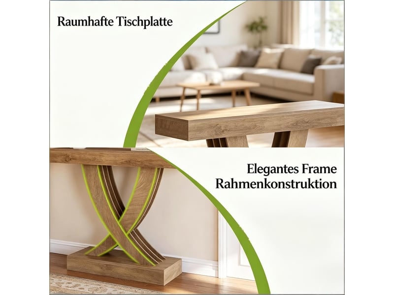  Table console,110x30x85 cm,avec piètement en x,mdf,marron style campagne  - Conforama E