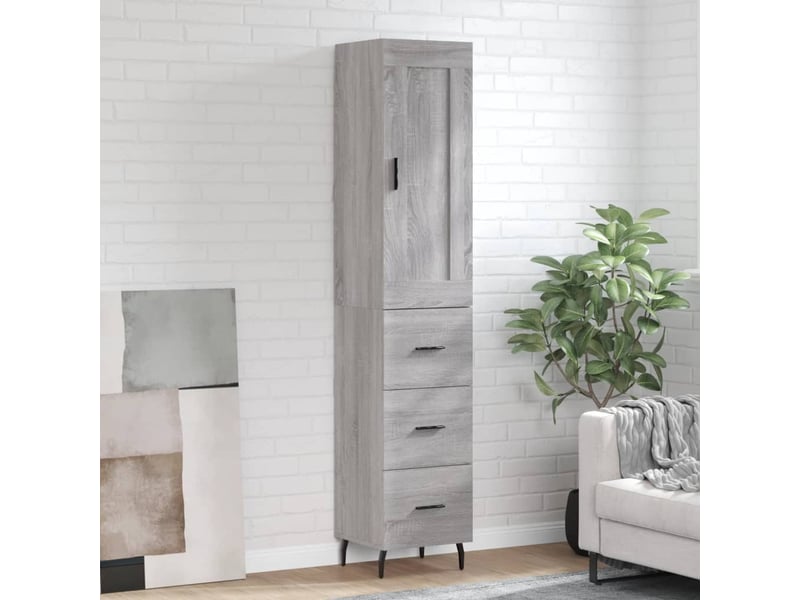  Buffet haut - bahut - meuble de rangement sonoma gris 34,5x34x180 cm bois d'ingénierie  - Conforama B