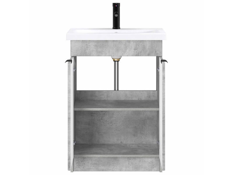 Ensemble de mobilier de salle de bain gris béton shl632 - Conforama C