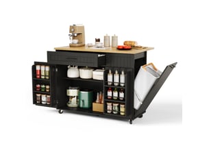 Desserte de cuisine 130x45x93 cm plateau rabattable mdf noir