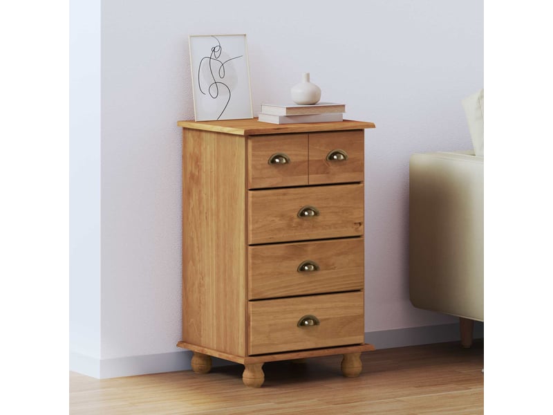 Commode chambre adulte, armoire à tiroirs 5-tiroir askim marron 48,5x40x79 cm - Conforama C