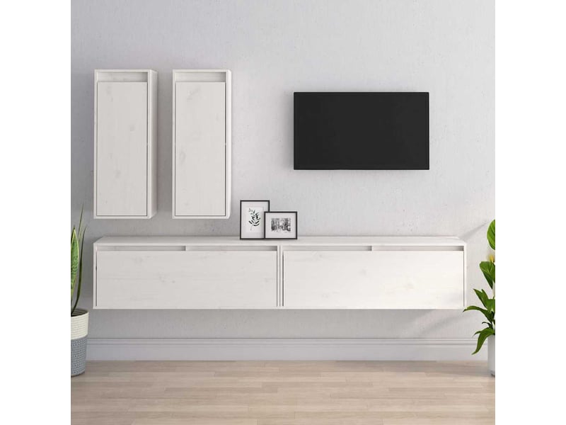  Meubles tv - banc tv - meuble de rangement 4 pcs blanc bois massif de pin  - Conforama B