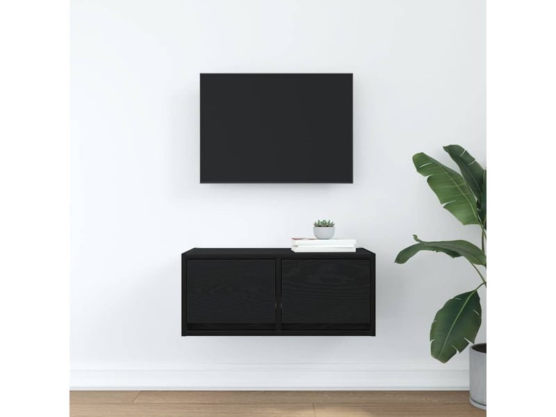  Meuble tv - banc tv - meuble de rangement chêne noir 60x31x25,5 cm bois d'ingénierie  - Conforama C