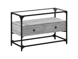 Meuble tv - banc tv - meuble de rangement avec dessus en verre sonoma gris bois d'ingénierie