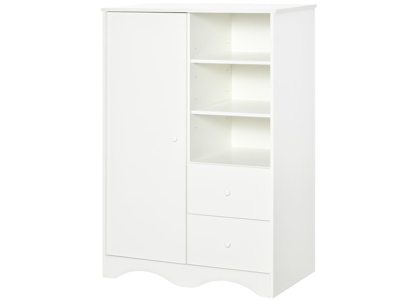  Armoire avec porte, 5 étagères, 3 niches, 2 tiroirs, meuble de rangement blanc pour chambre, salon, bureau  - Conforama B