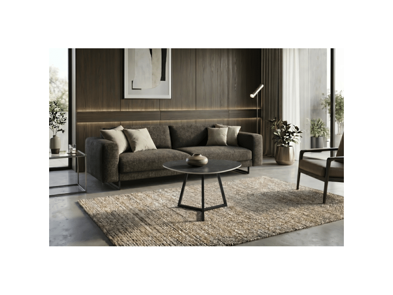 Table basse petrano 70 cm en céramique gris anthracite et métal noir – forme organique - Conforama E
