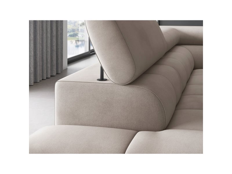  Canapé convertible beige ferrum 5 places angle gauche salon familial 276x93x200cm  - Conforama D