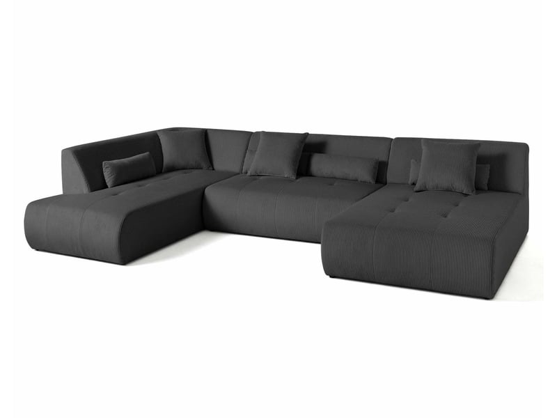  Onyx - canapé panoramique modulable d'angle gauche 7 places - en velours côtelé - lisa design - gris foncé ONYX - Conforama E