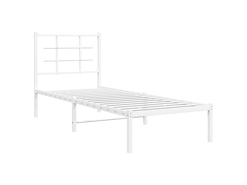 Lit simple- lit adulte - cadre de lit métal sans matelas avec tête de lit blanc 80x200cm - Conforama B