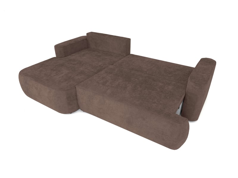 Canapé d'angle gauche cassis avec coffre de rangement en tissu chenille - marron CASSIS - Conforama C