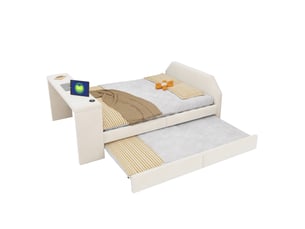 Lit gigogne 140x200 cm <strong>MERAX</strong>  <strong></strong> coloris beige