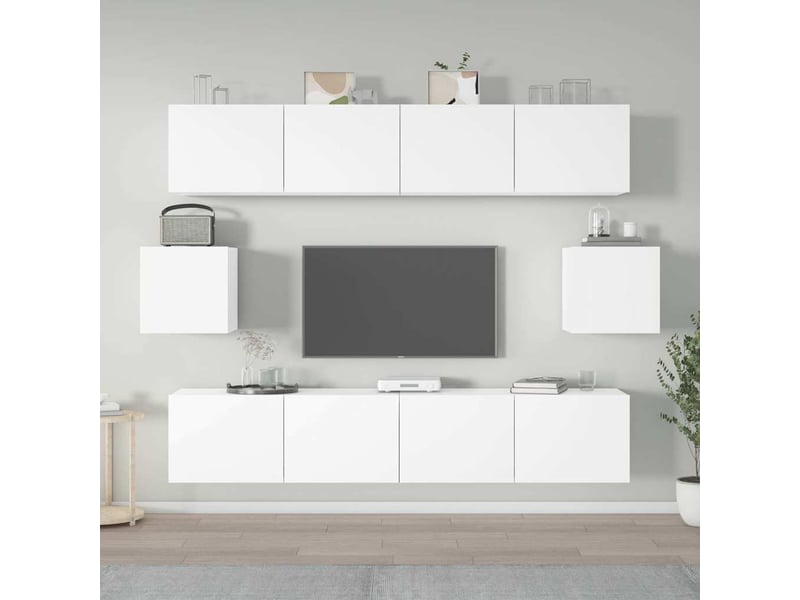  Ensemble de meubles tv - banc tv - meuble de rangement 6 pcs blanc bois d'ingénierie  - Conforama B