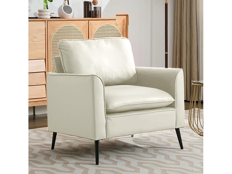  Fauteuil tcqpz 1 place en simili blanc 80 x 68 x 80 cm pour salon chambre balcon ou bureau  - Conforama B
