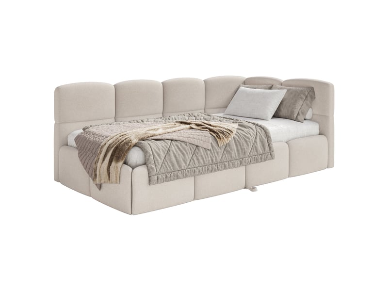  Selsey cloudy - lit rembourré - 170x185 cm - chenille crème - côté droit Cloudy - Conforama A