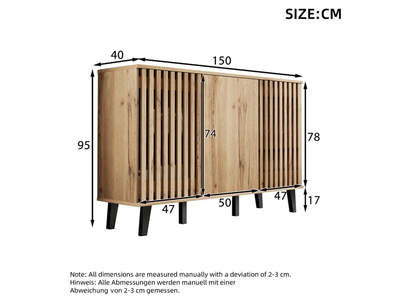  Ensemble meuble tv et buffet en bois naturel avec rangements - 180 x 40 x 55 cm et 150 x 40 x 95 cm  - Conforama E