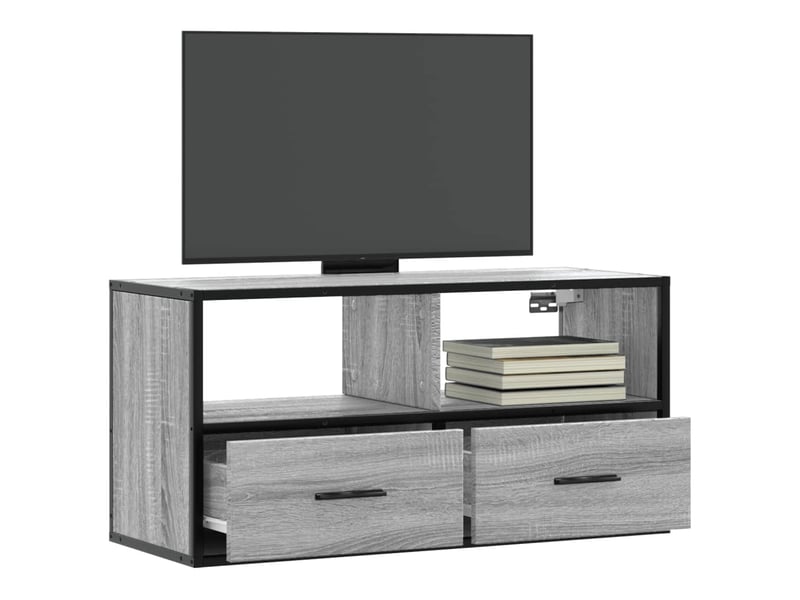  Meuble tv - banc tv - meuble de rangement sonoma gris 80x31x39,5 cm bois d'ingénierie et métal  - Conforama B