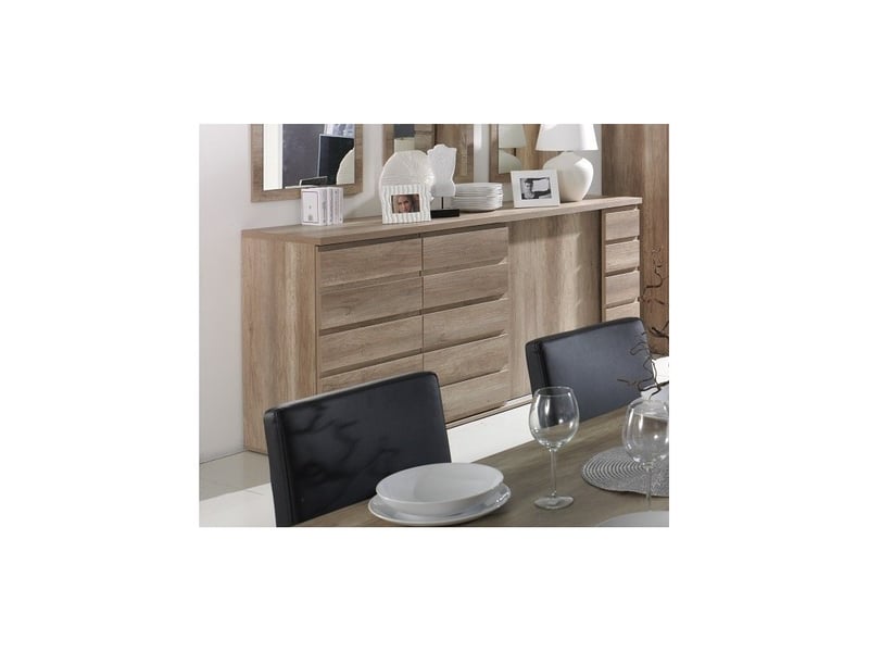 Lit eveline 160x200 cm en métal et bois coloris gris et naturel avec sommier.  - Conforama B