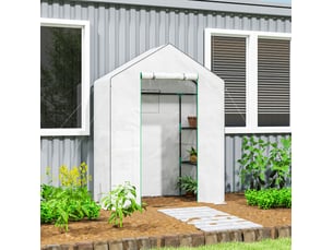 Serre de jardin avec porte enroulable, fenêtres et étagères 143 x 74 x 190 cm evryae