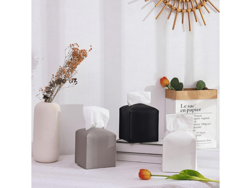 Boîte à mouchoirs carrée en cuir pour salle de bain, coiffeuse, table de chevet, bureau (12,7 x 12,7 x 12,7 cm, gris) - Conforama D
