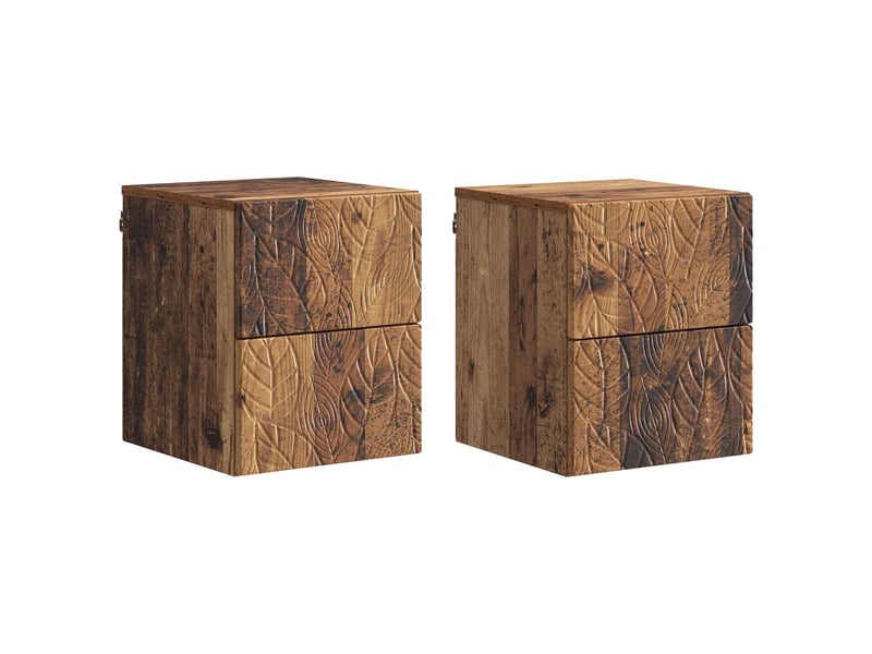  Table de chevet mural 2 pièces bois ancien 34,5 x 33 x 40 cm  - Conforama B