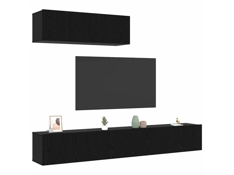  Ensemble meuble tv - banc tv - meuble de rangement 3 pcs chêne noir bois d'ingénierie  - Conforama C