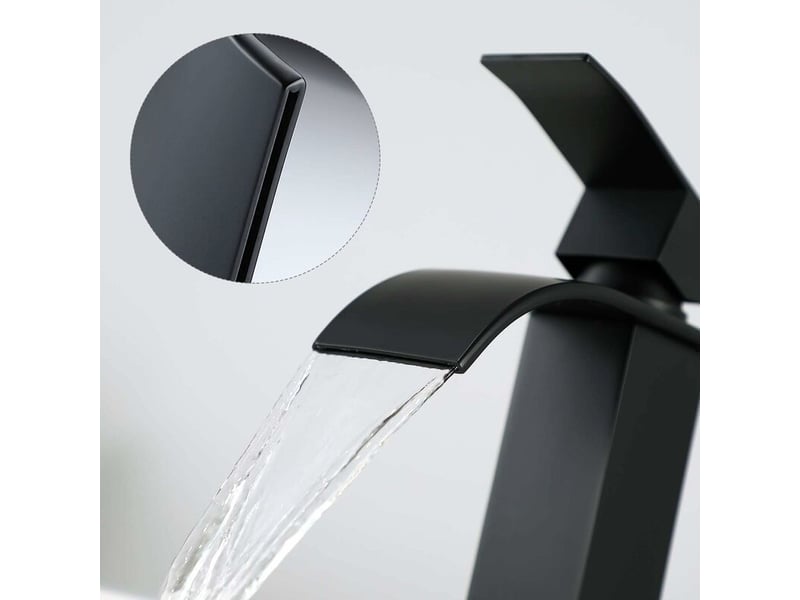  Robinet lavabo noir-mitigeur de salle de bain-robinet cascade pour vasque solide-robinetterie de super qualité (noir) QWE000823 - Conforama D