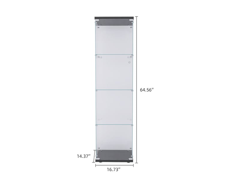  Vitrine en verre 4 niveaux simple porte - 42,5 x 36,5 x 164 cm - noir - meuble de rangement - mobilier salon  - Conforama B