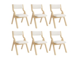 Lot de 6 chaises de salle à manger pliantes avec assise rembourrée, rangement compact en bois et lin beige