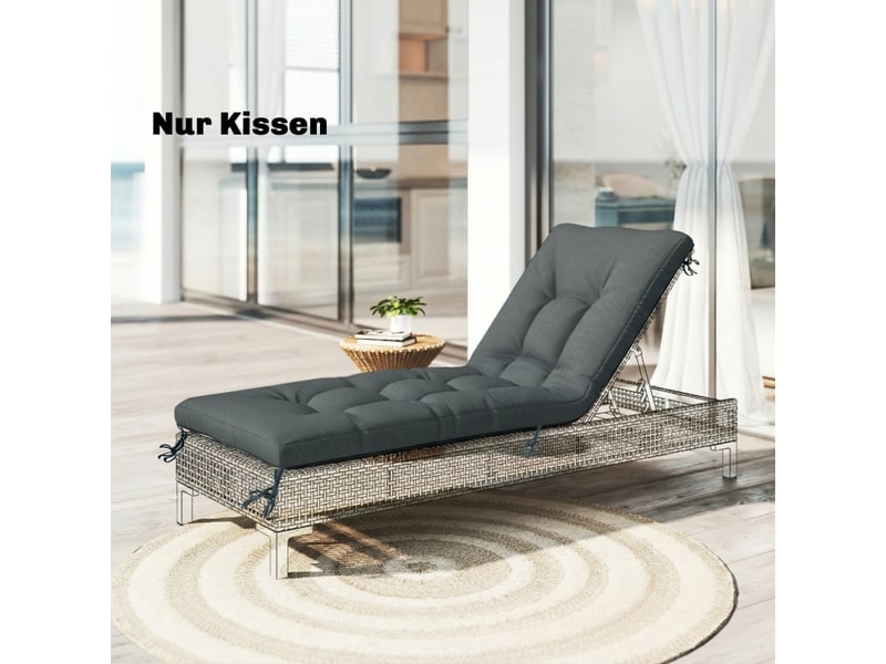  Coussin de chaise longue - gris foncé - polyester résistant - protection uv50+ - résistant à l'eau 198x65x13cm - Conforama B
