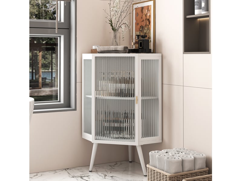 Meuble d'angle salle de bains 2 niveaux 56 x 42,5 x 80 cm homvra - Conforama D